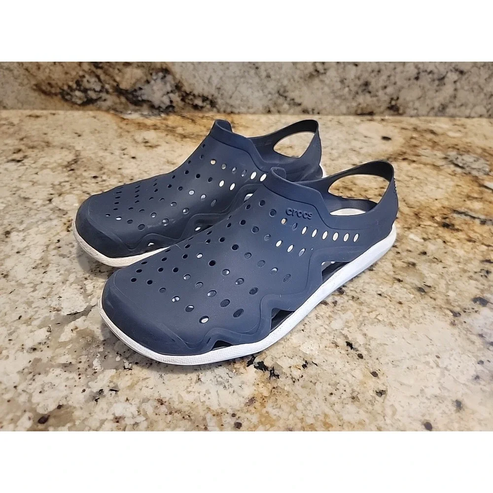 Crocs Iconic Comfort Sling Back Water Crocs Men's Size 7 (M) Navy/White